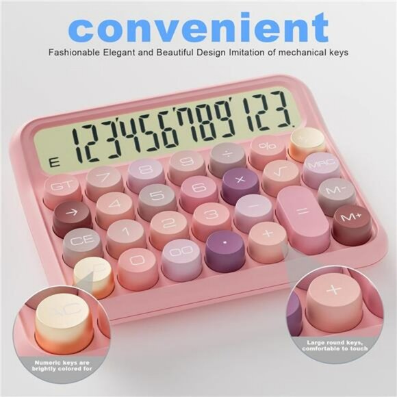 Large 12 digit desktop calculator big buttons tilt screen office school calculat - Picture 4 of 7